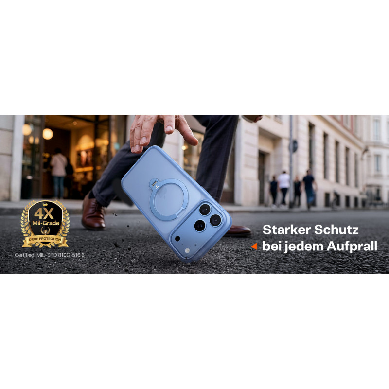 TORRAS Ostand Q3 Spin -suojakotelo Apple iPhone 18 Pro Max / 17 Pro Max -puhelimelle, MagSafe, sininen