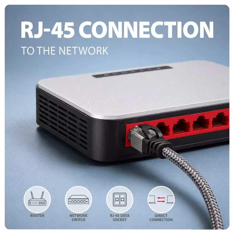 Goobay AXAGON ADE-AM30 USB-A Gigabit Ethernet -sovitin, jossa integroitu 3 m CAT6 -kaapeli, RJ-45