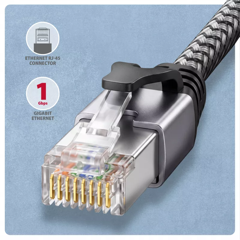 Goobay AXAGON ADE-AM50 USB-A Gigabit Ethernet -sovitin, jossa integroitu 5 m CAT6 -kaapeli, RJ-45