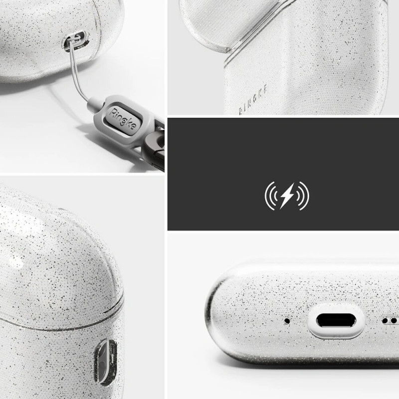 Ringke Air -kotelo Apple AirPods Pro 3 -kuulokkeille, glitter clear