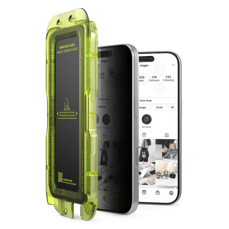 Ringke Easy Slide Privacy -karkaistu lasi Apple iPhone 17 Pro Max -puhelimelle (2 kpl)