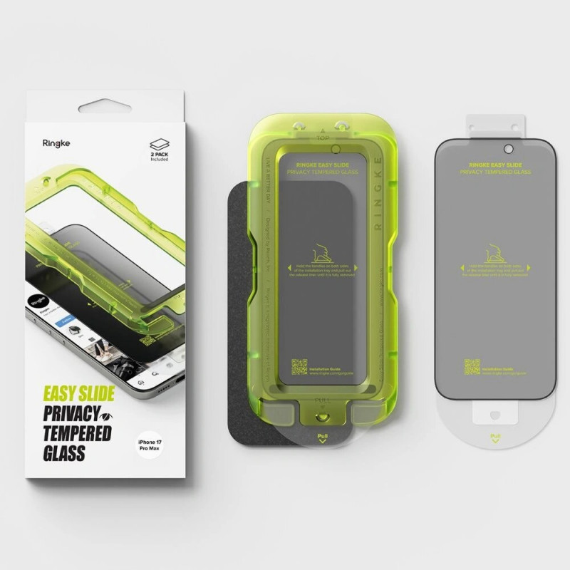 Ringke Easy Slide Privacy -karkaistu lasi Apple iPhone 17 Pro Max -puhelimelle (2 kpl)