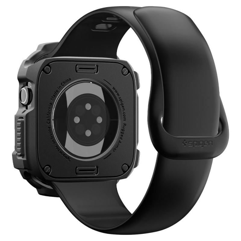 Spigen Rugged Armor ACS11886 -suojakotelo Apple Watch 12 46 mm -kellolle, mattamusta