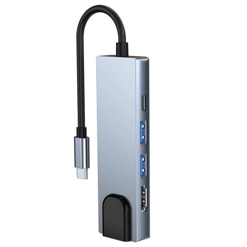 Tech-Protect V3 5in1 USB-C -keskitin, harmaa