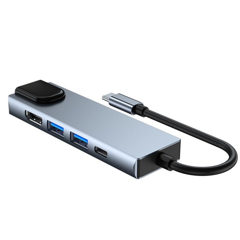 Tech-Protect V3 5in1 USB-C -keskitin, harmaa