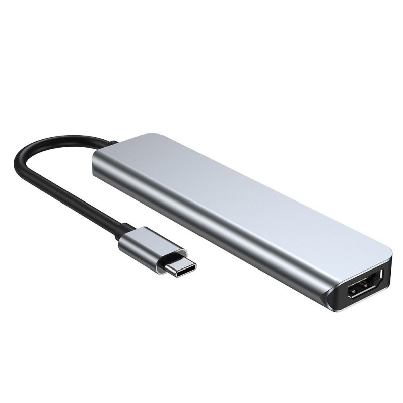 Tech-Protect V4 6-in-1 USB-C -keskitin, harmaa