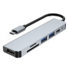 Tech-Protect V4 6-in-1 USB-C -keskitin, harmaa