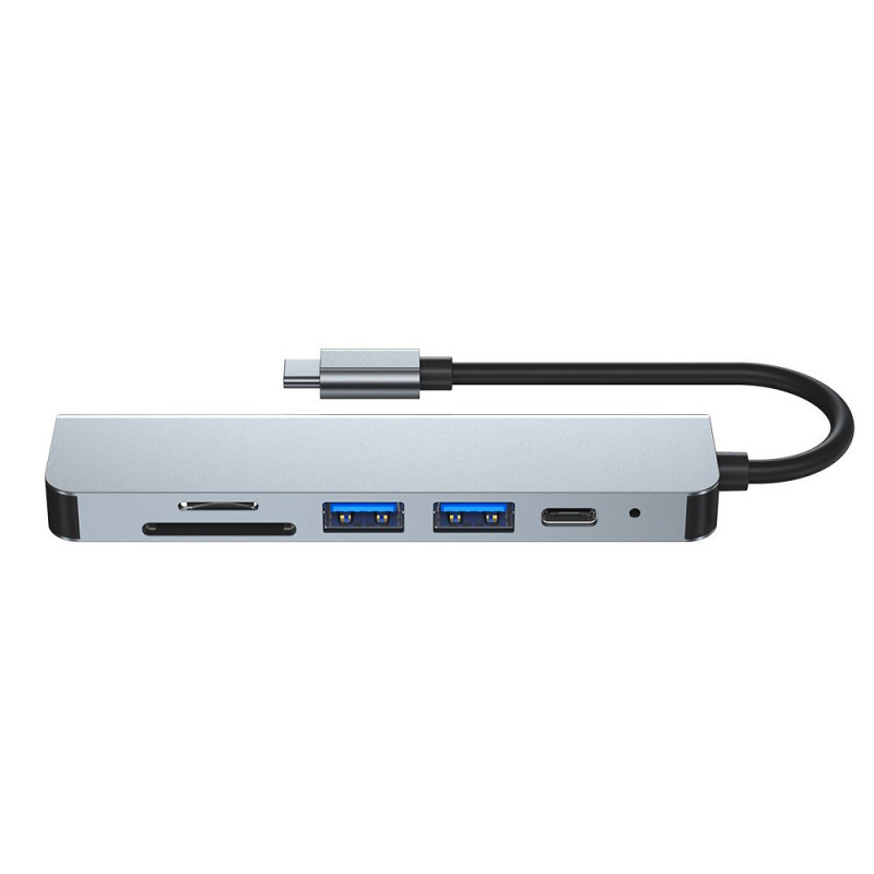 Tech-Protect V4 6-in-1 USB-C -keskitin, harmaa