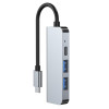 Tech-Protect V2 4-in-1 USB-C -keskitin, harmaa