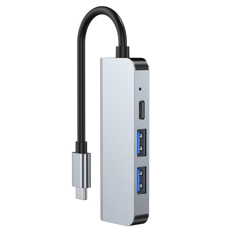 Tech-Protect V2 4-in-1 USB-C -keskitin, harmaa