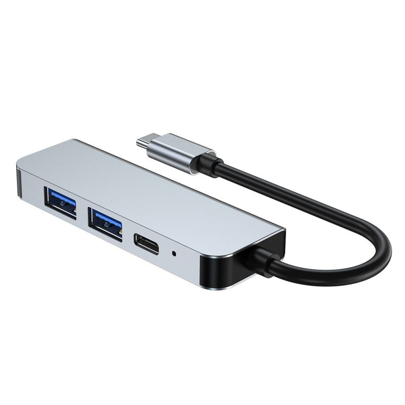 Tech-Protect V2 4-in-1 USB-C -keskitin, harmaa