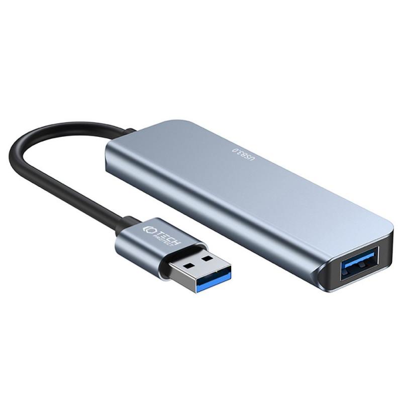 Tech-Protect V0-HUB 5in1 USB-A -hubi, harmaa
