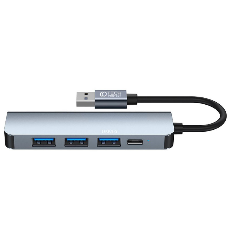 Tech-Protect V0-HUB 5in1 USB-A -hubi, harmaa