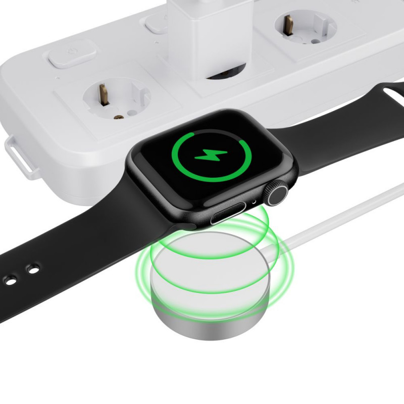 Tech-Protect UltraBoost magneettilaturi Apple Watchille, USB-C, 120 cm, valkoinen
