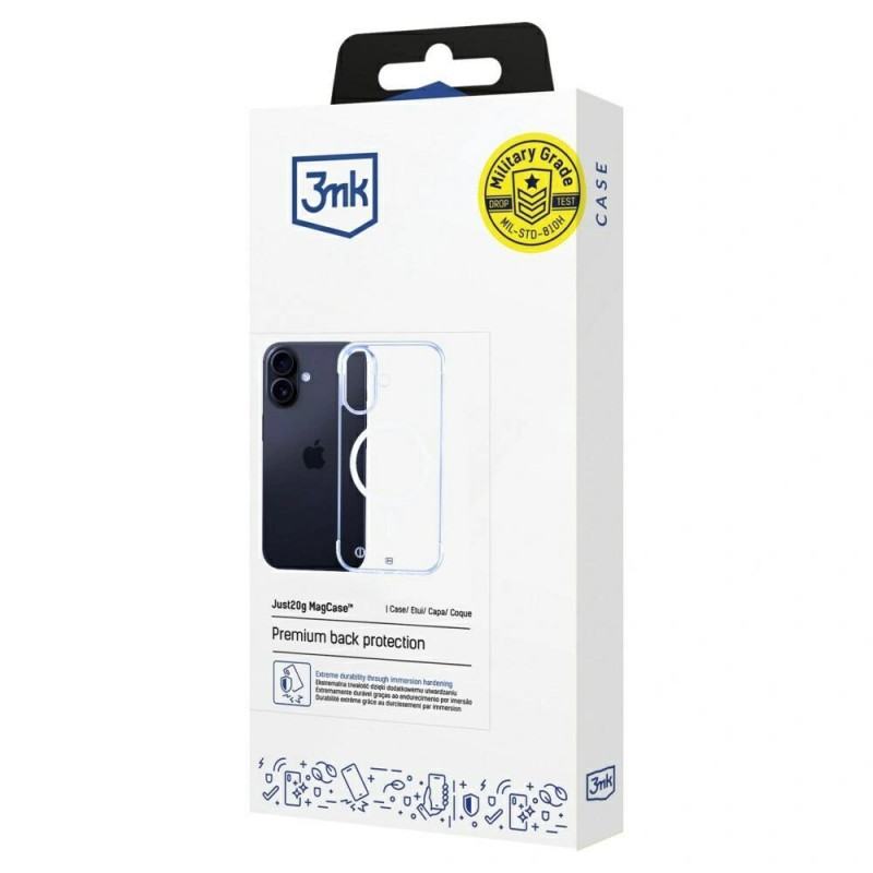 3mk Just20g MagCase Apple iPhone 16 -älypuhelinkotelo, läpinäkyvä