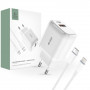 Tech-Protect C20W 2-port seinälaturi PD 20W QC 3.0 Lightning-kaapelilla, valkoinen
