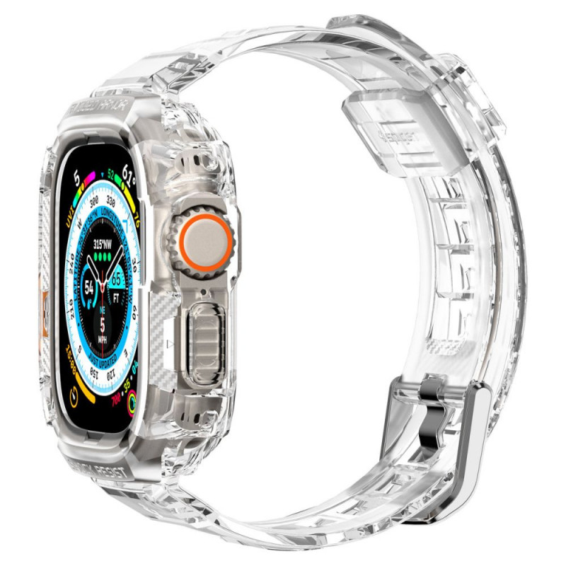 Spigen Rugged Armor Pro -ranneke ja kotelo Apple Watch Ultra 49 mm:lle, kristallinkirkas