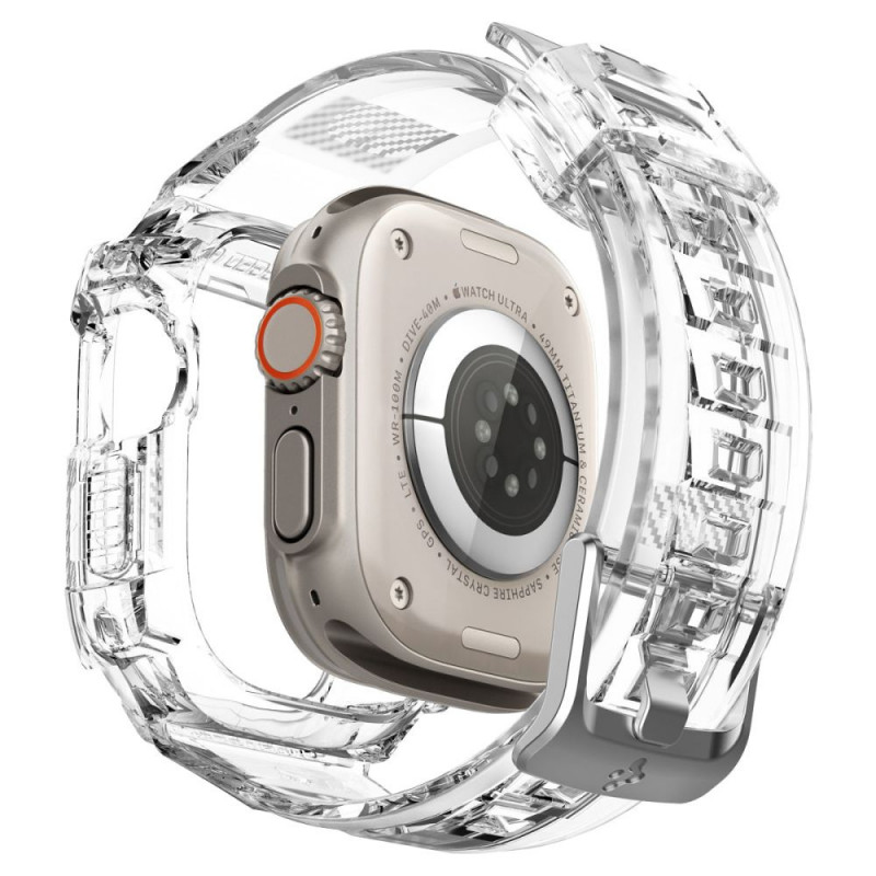 Spigen Rugged Armor Pro -ranneke ja kotelo Apple Watch Ultra 49 mm:lle, kristallinkirkas