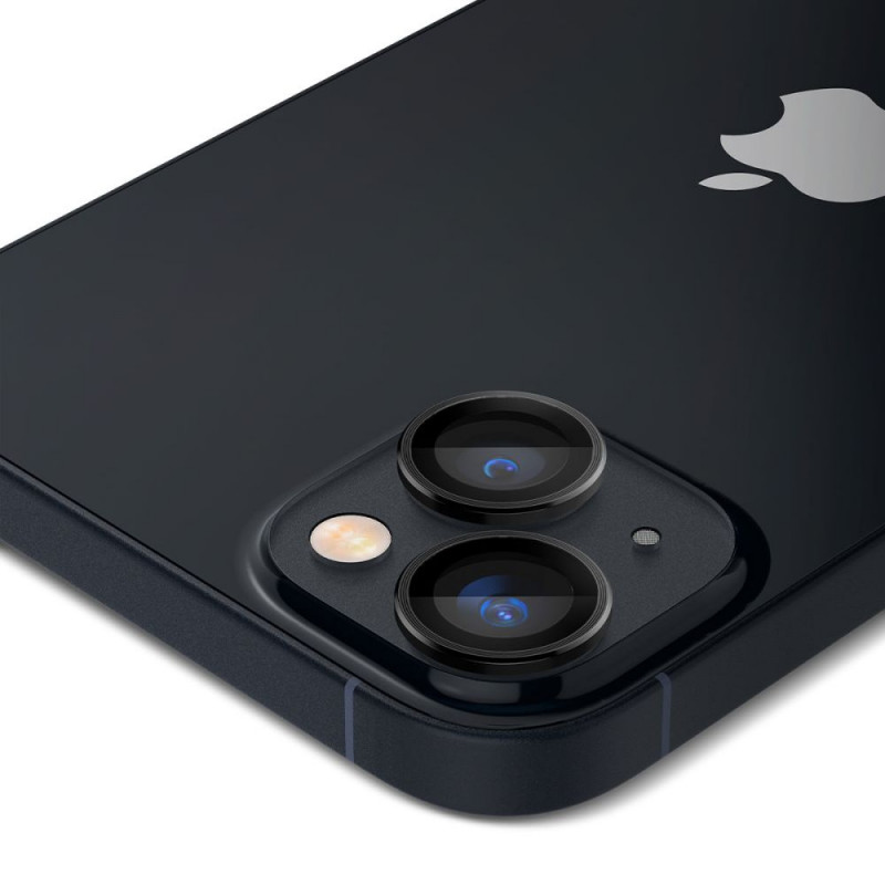 Spigen Optik.tR EZ Fit -kameran linssinsuojus Apple iPhone 14 / 14 Plus / 15 / 15 Plus -puhelimelle, musta (2 kpl)