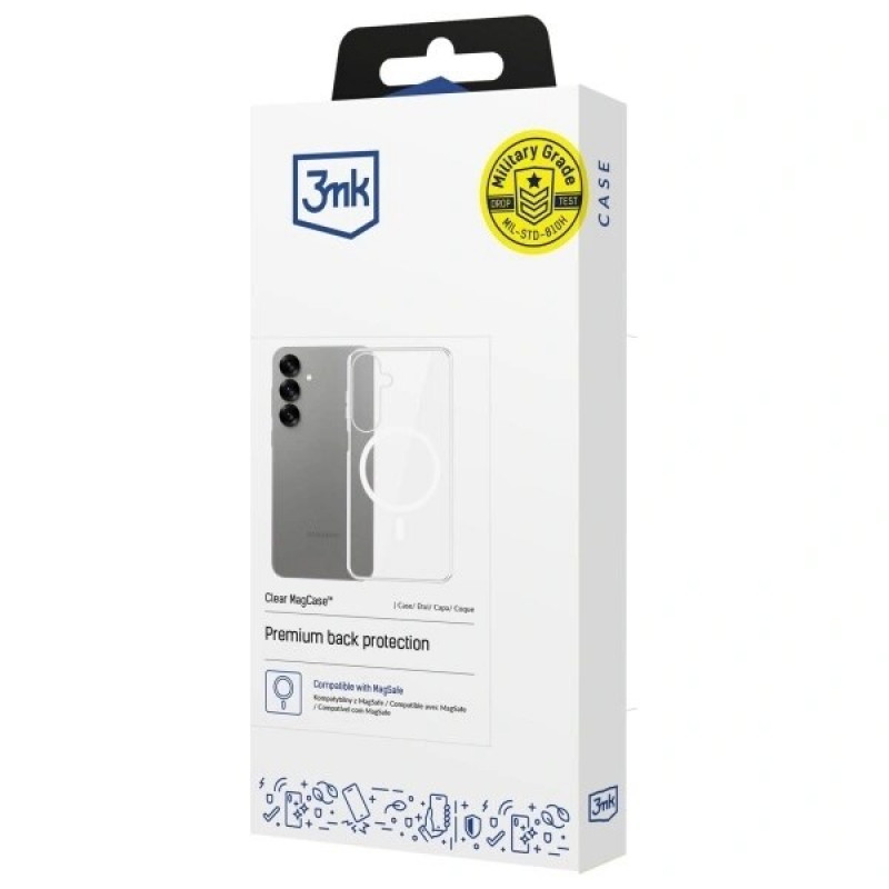3MK Clear MagCase suojakotelo Samsung Galaxy S25+:lle, MagSafe, läpinäkyvä