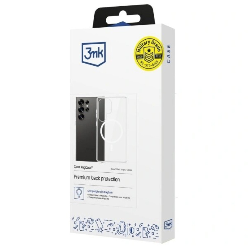 3MK Clear MagCase suojakuori Samsung Galaxy S25 Ultra -puhelimelle, MagSafe, läpinäkyvä