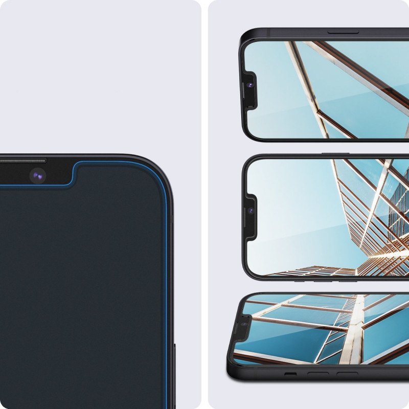 Spigen GLAS.tR EZ Fit karkaistu lasi Apple iPhone 13 / 13 Pro / 14 / 16e / 17e -laitteelle, kirkas