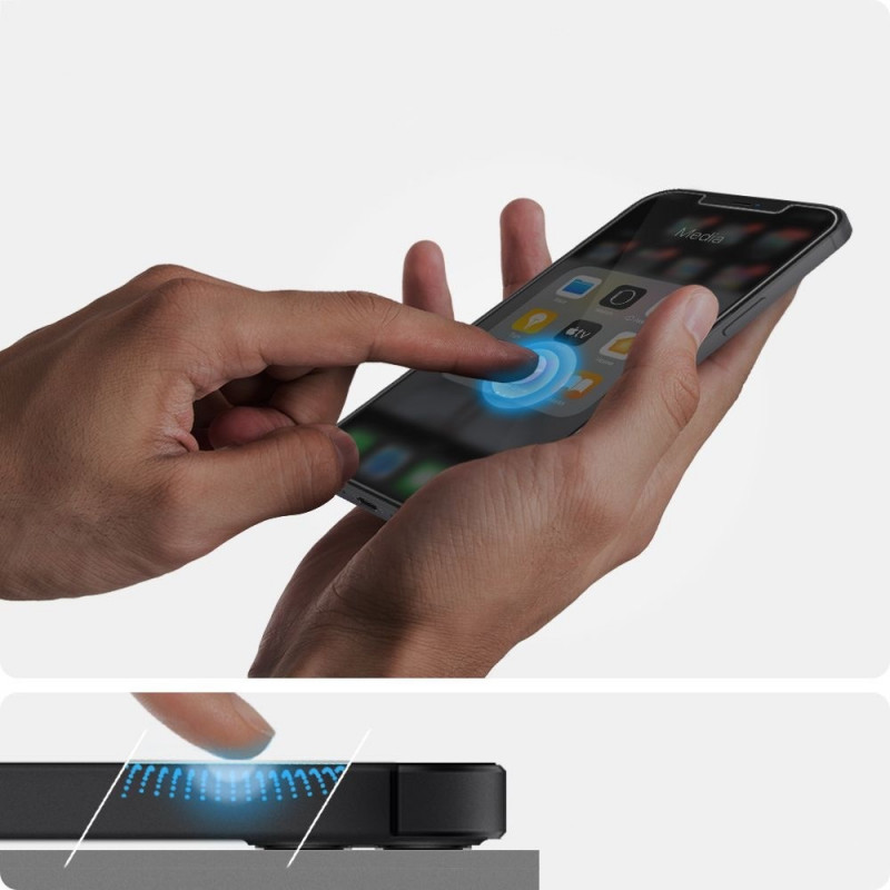 Spigen GLAS.tR EZ Fit karkaistu lasi Apple iPhone 12 / 12 Pro -puhelimelle (2 kpl)