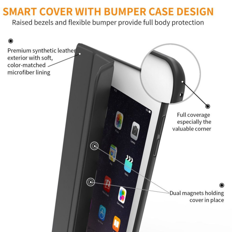 Tech-Protect Smartcase THP770BLK kotelo Apple iPad 9.7 (2017/2018, 5./6. sukupolvi) -laitteelle, musta