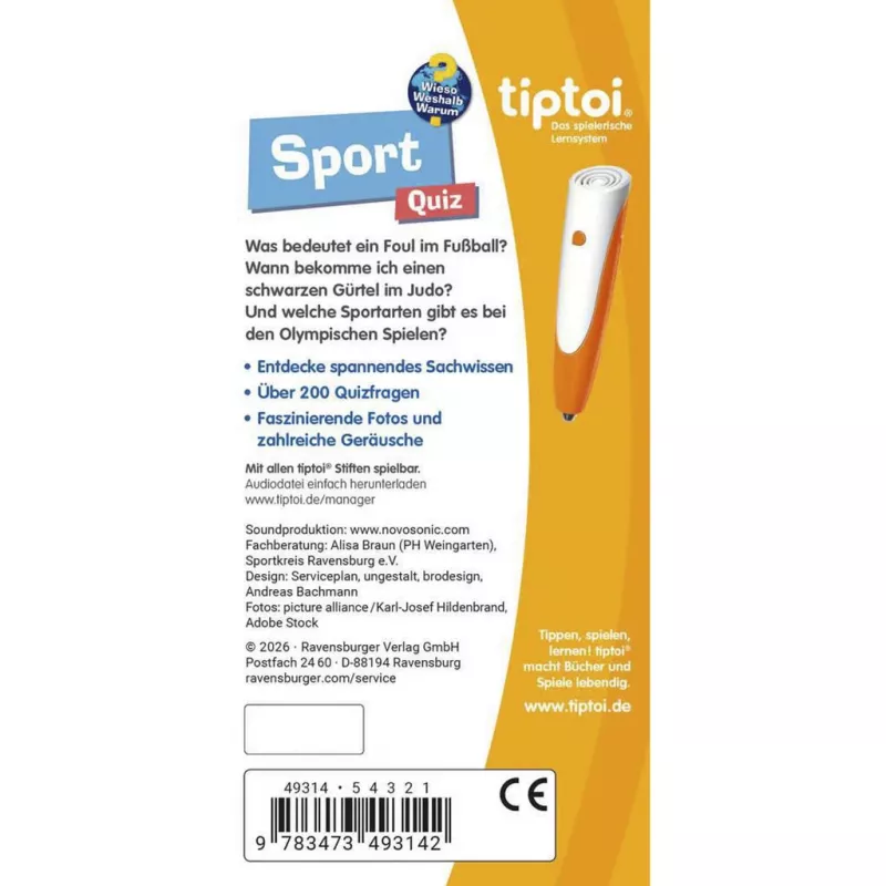 Ravensburger tiptoi Wieso? Weshalb? Warum? Quiz Sport, saksankielinen painos