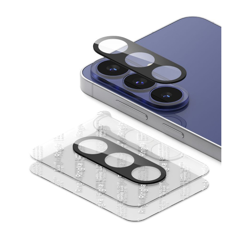 Ringke Camera Full Cover Samsung Galaxy S26 FE -kameran linssinsuoja, 9H karkaistu lasi, musta (2 kpl)