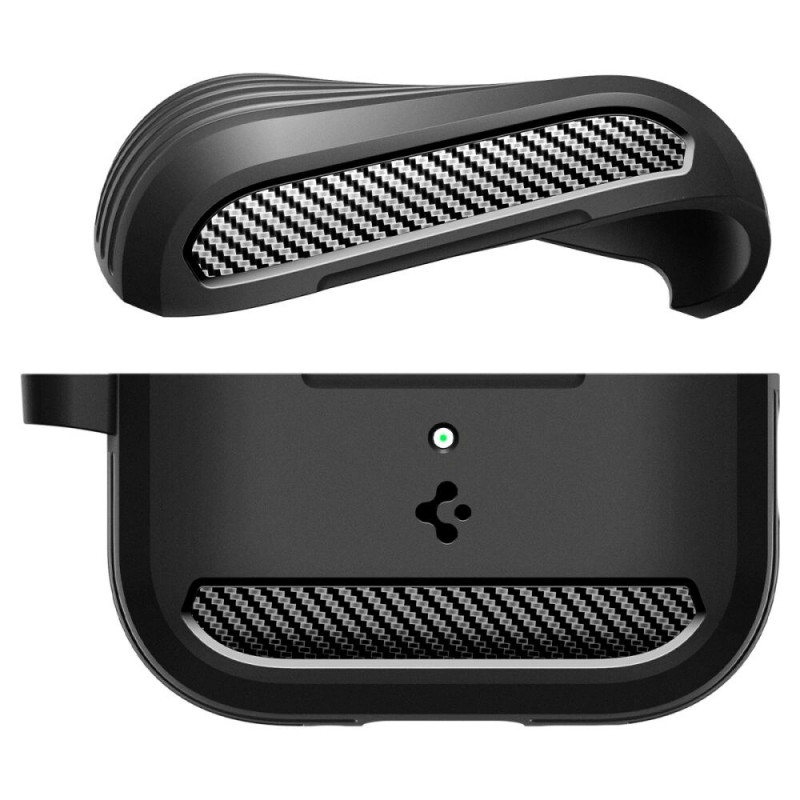 Spigen Rugged Armor ACS09822 -suojakotelo Apple AirPods Pro 3 -kuulokkeille, matta musta