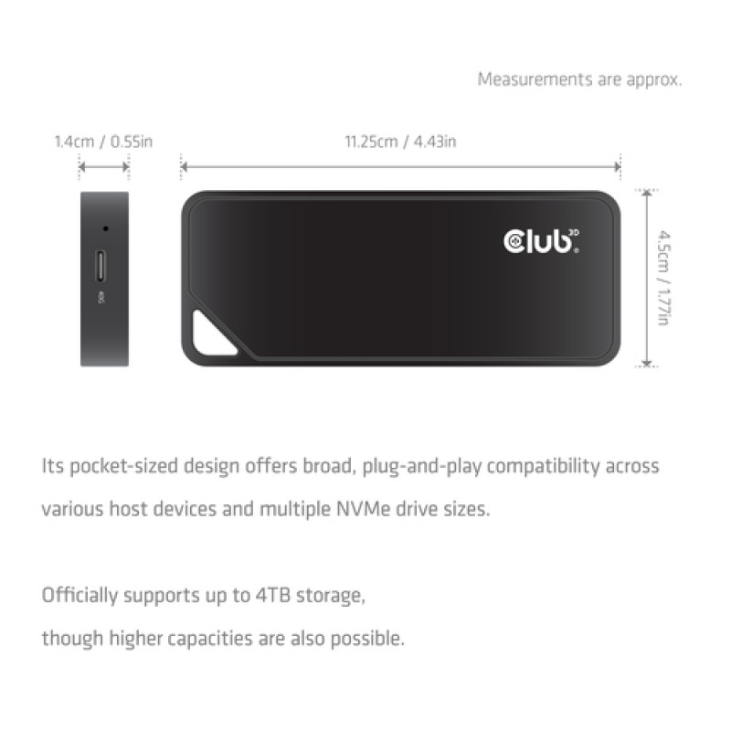 Club3D CAC-2510 M.2 NVMe SSD-kotelo tuulettimella, USB4