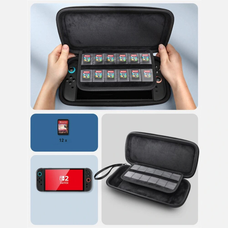 Supcase Carrying Mini -kantolaukku Nintendo Switch 2 -konsolille, musta