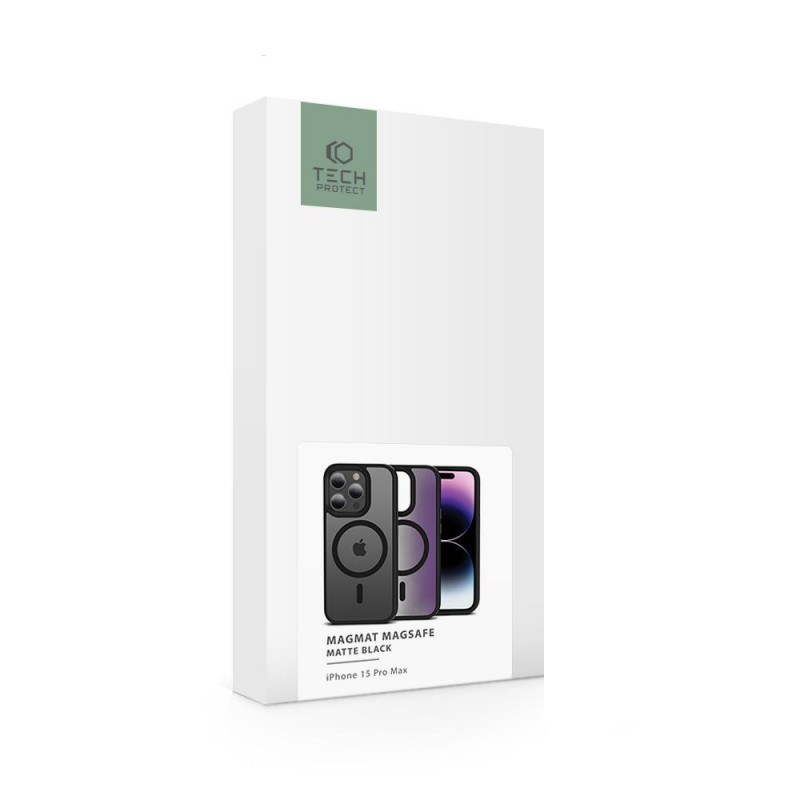 Tech-Protect Magmat MagSafe THP2262 -kuori Apple iPhone 15 Pro Max -puhelimelle, matta musta