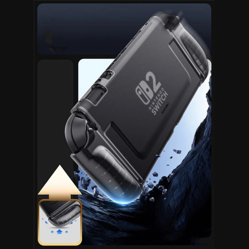Supcase Crystal Case -suojakotelo Nintendo Switch 2 -konsolille, Frost Black