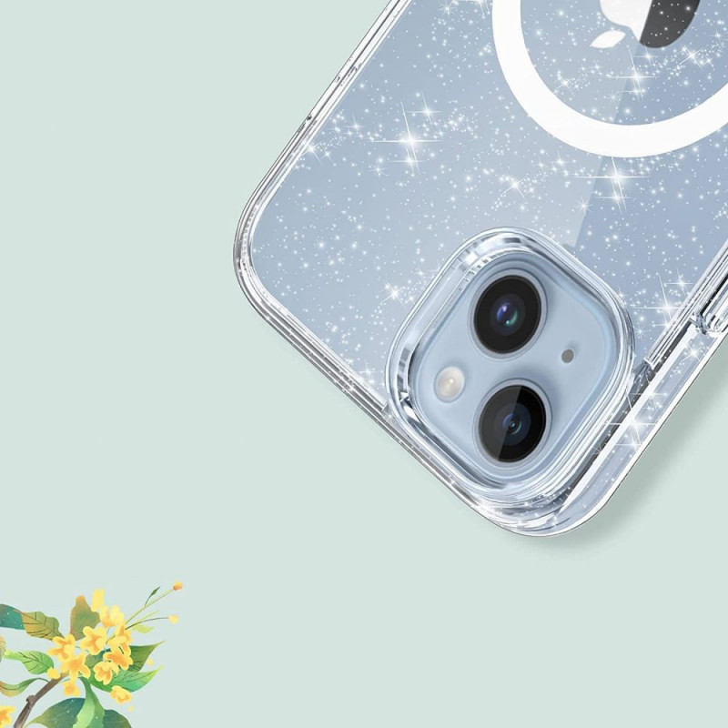 Tech-Protect FlexAir Hybrid MagSafe -suojakotelo Apple iPhone 15:lle, glitter clear