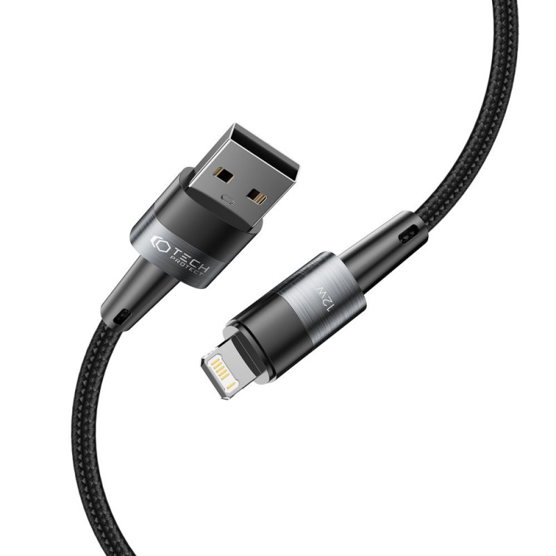 Tech-Protect UltraBoost USB-A/Lightning-kaapeli 12W 2.4A 100 cm, harmaa