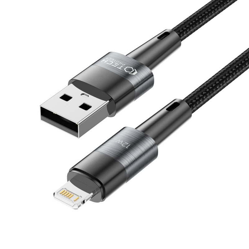 Tech-Protect UltraBoost USB-A/Lightning-kaapeli 12W 2.4A 100 cm, harmaa
