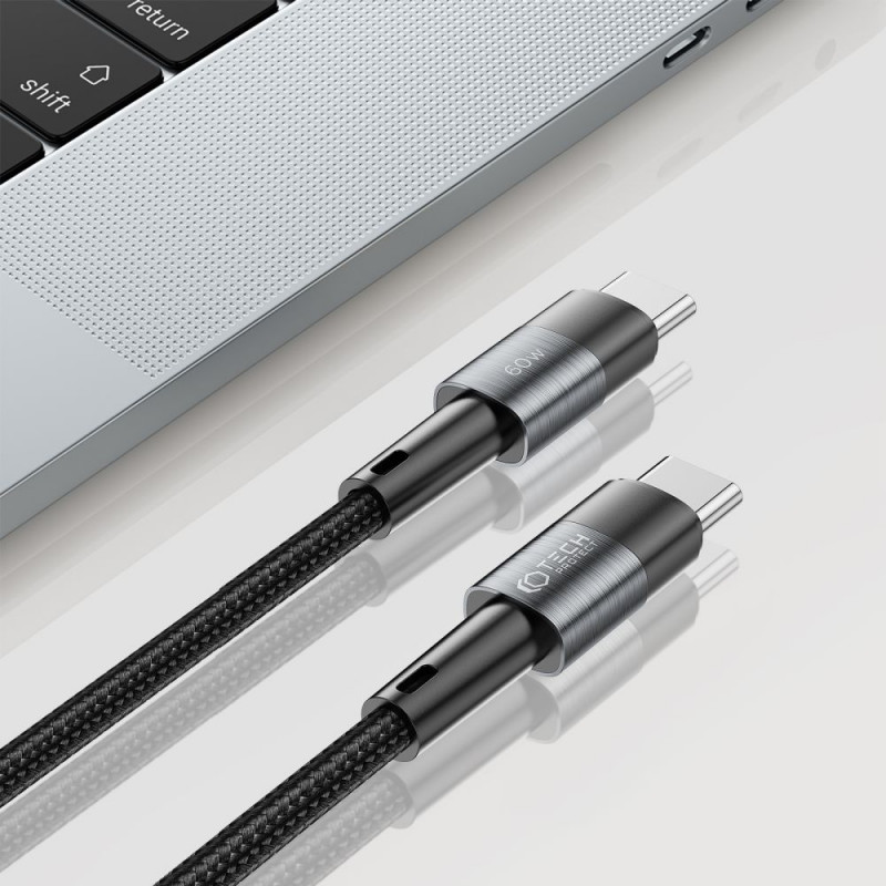 Tech-Protect UltraBoost USB-C/USB-C-kaapeli PD 60W 3A 200 cm, harmaa