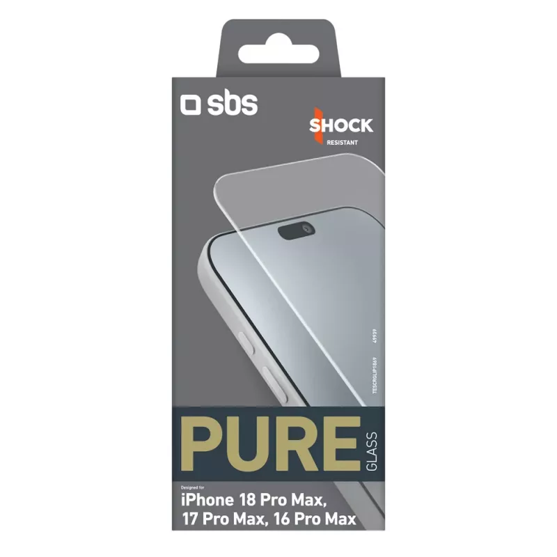 sbs mobile SBS Pure Glass karkaistu lasi iPhone 18 Pro Max / 17 Pro Max / 16 Pro Max -laitteelle (1 kpl)