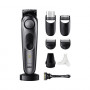 Braun BeardTrimmer 7 BT7420 parranajokone parturitarvikkeilla, pestävä, ladattava, harmaa