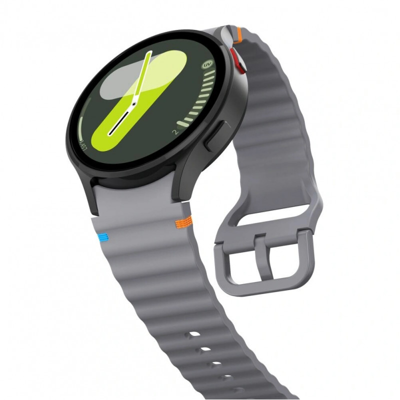 Tech-Protect Silikoninen Sport-ranneke Samsung Galaxy Watch 4/5/5 Pro/6/7/FE -kelloille, harmaa (Crayon Grey)