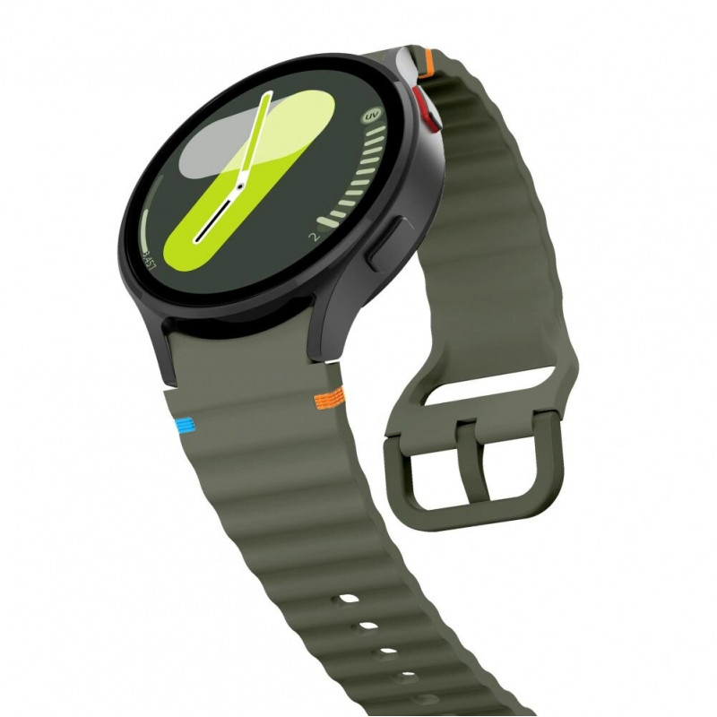 Tech-Protect silikoninen urheiluranneke THP3054 Samsung Galaxy Watch 4/5/5 Pro/6/7/FE -kelloille, armeijanvihreä