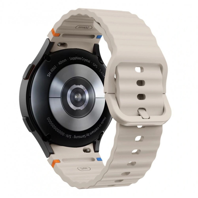Tech-Protect silikoninen urheiluranneke Samsung Galaxy Watch 4/5/5 Pro/6/7/FE -kelloihin, Starlight
