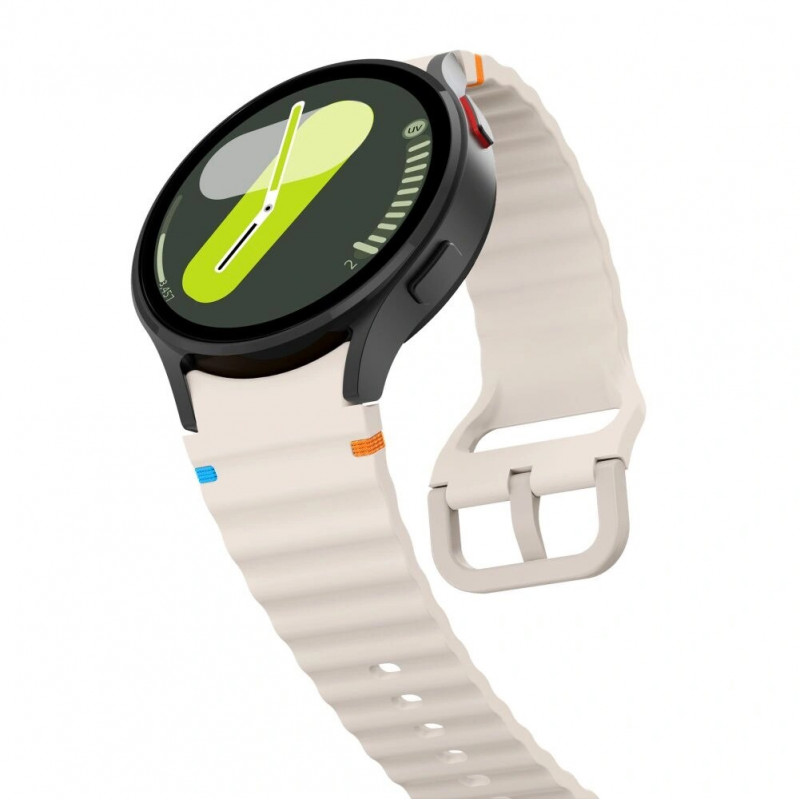 Tech-Protect silikoninen urheiluranneke Samsung Galaxy Watch 4/5/5 Pro/6/7/FE -kelloihin, Starlight