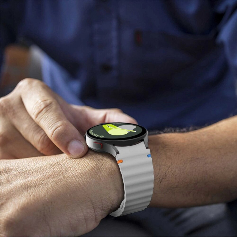 Tech-Protect silikoninen urheiluranneke Samsung Galaxy Watch 4/5/5 Pro/6/7/FE -kelloihin, Starlight