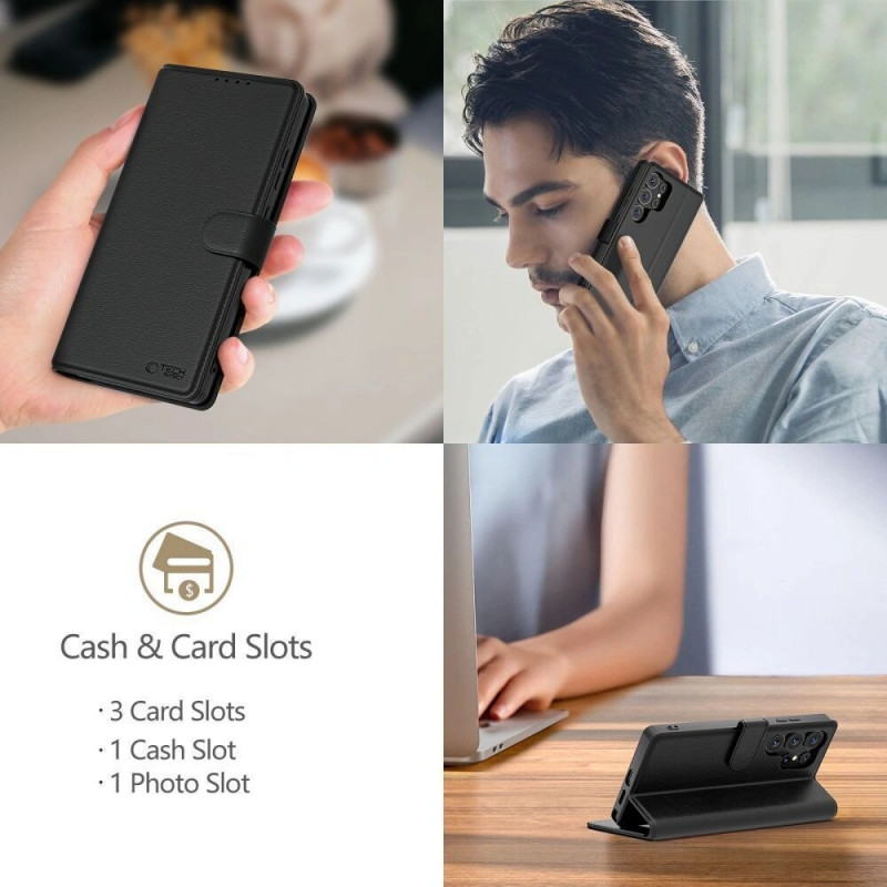Tech-Protect lompakkokotelo Motorola Moto G86 5G / G86 Power 5G -puhelimelle, musta