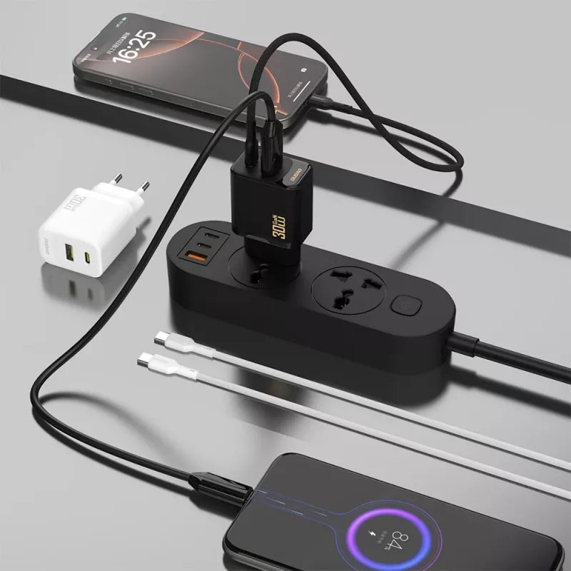 Dudao A27TEU PD 30W GaN -seinälaturi, USB-A + USB-C, musta