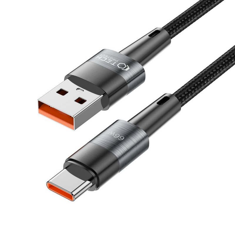 Tech-Protect Ultraboost USB-A / USB-C -kaapeli, 66W, 6A, 50 cm, harmaa