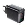 Acefast A108 GaN PD 67W seinälaturi, 2x USB-C, 1x USB-A, musta